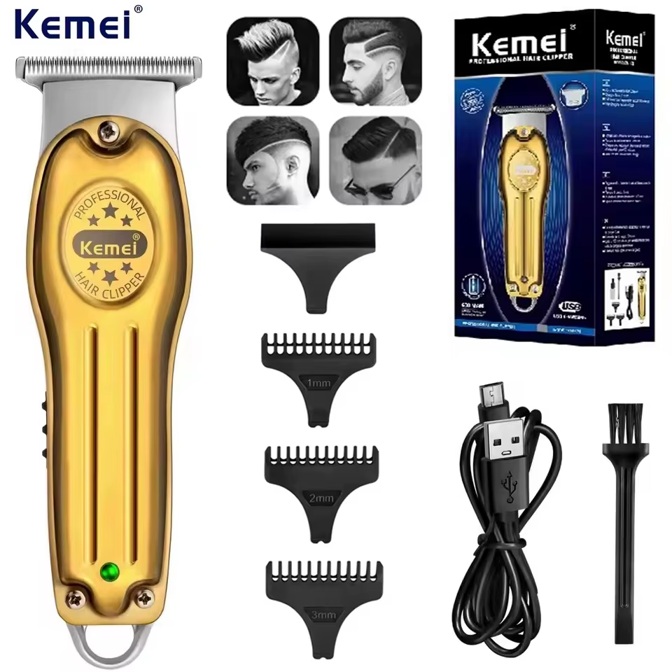 [KM679] Patillera Kemei 679 Trimmer Profesional Barberia Recargable Dorada