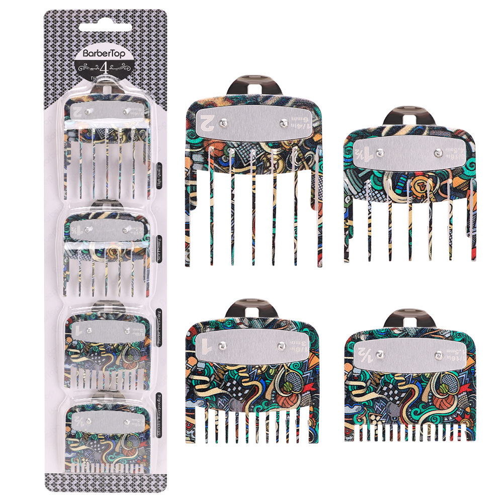 [PMC3] Set 4 Peines Guias Premium Clip Metal Maquina Cortar Pelo Gris