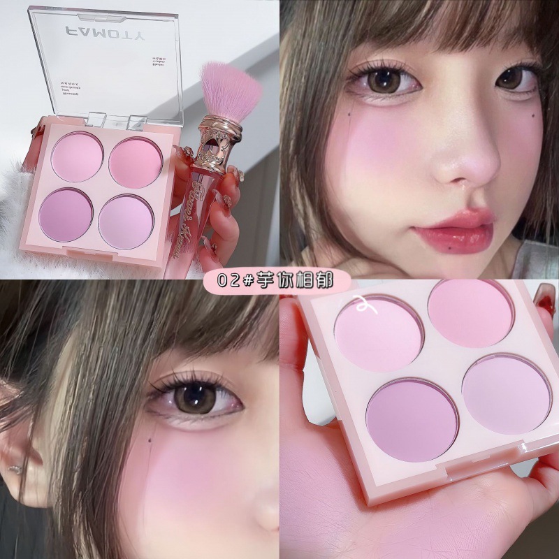 [FTY2] Paleta De Rubor Blush Famoty 4 Tonos Maquillaje Polvo Mate Lila