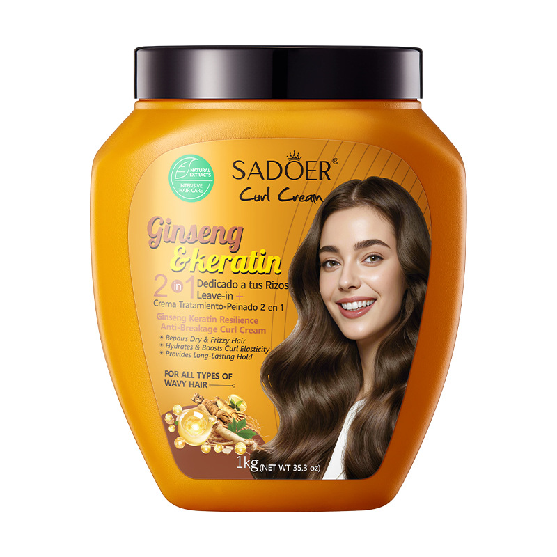[SDR15] Crema Peinar Rizos Sadoer Ginseng Keratina Antiquiebre 1kg