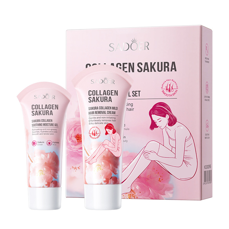 [SDR18] Kit Crema Depilatoria Sadoer Sakura Colágeno Gel Calmante
