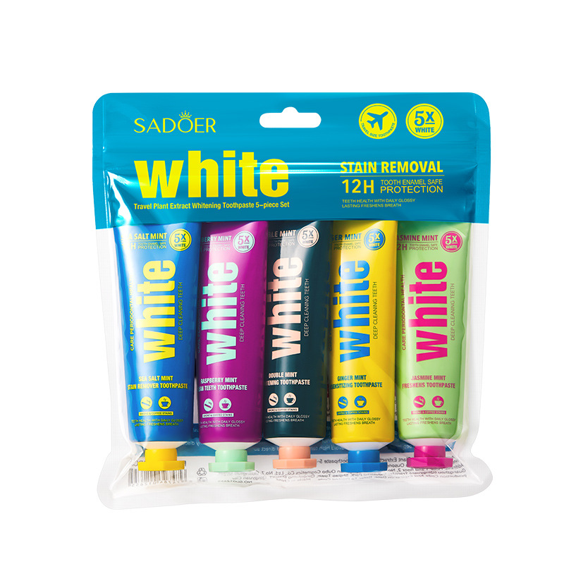 [SDR24] Set 5 Cremas Dentales Sadoer White Blanqueadora 30g C/u