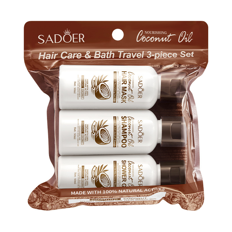 [SDR25] Set Viaje Sadoer Coco 3 Piezas Shampoo Gel Y Mascarilla