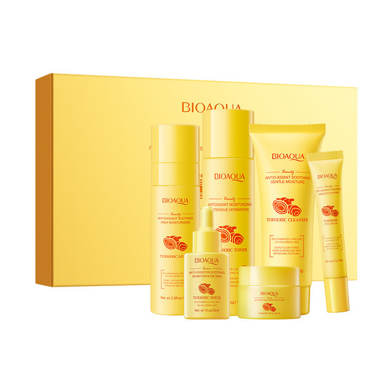 Set Facial Bioaqua Cúrcuma 6 Piezas Antioxidante Calma