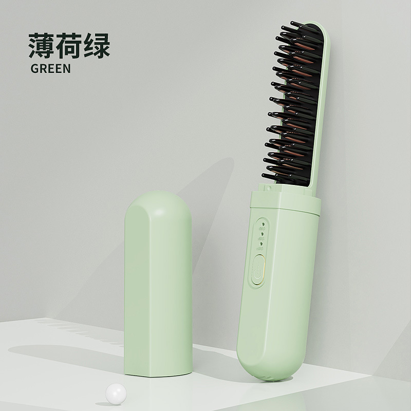 Mini Cepillo Alisador Portatil Recargable Viajero Tapa Verde