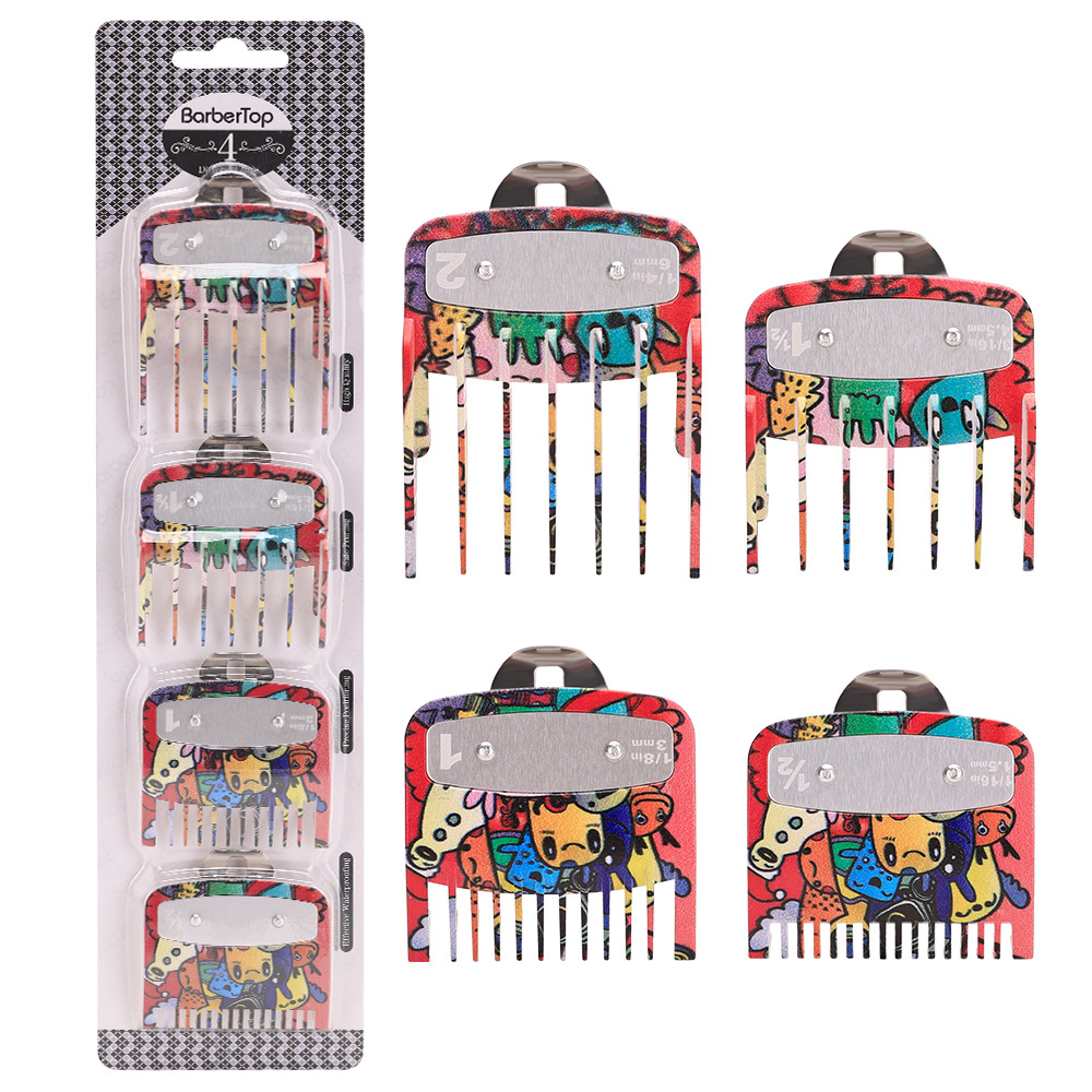 [PMC1] Set 4 Peines Guias Premium Clip Metal Maquina Cortar Pelo Rojo