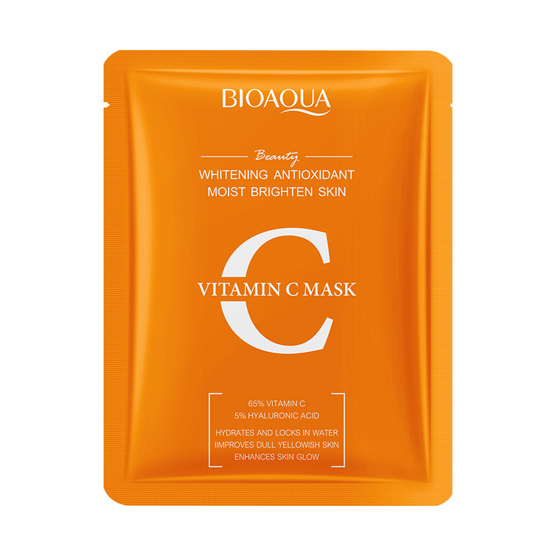Mascarilla Facial de Tela BIOAQUA con Vitamina C 65% y Ácido Hialurónico — Antioxidante y Luminosidad