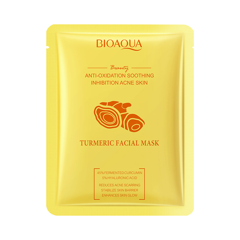 Mascarilla Facial de Tela BIOAQUA con Cúrcuma Fermentada 45% — Antioxidante para Piel con Tendencia Acneica
