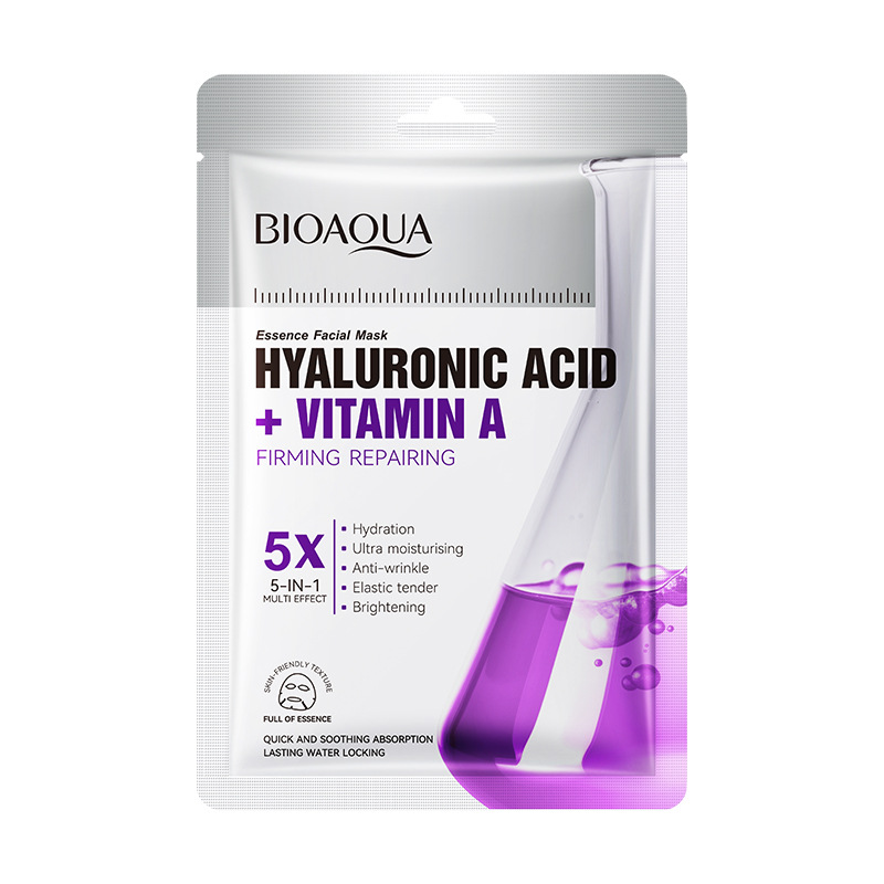 Mascarilla Facial de Tela BIOAQUA con Ácido Hialurónico y Vitamina A — Firmeza y Uso Nocturno
